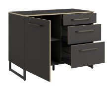 Küche >Wave 1< in Dunkel Grau, Absetzungen Eiche nachbildung