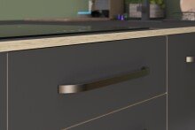 Küche >Wave 1< in Dunkel Grau, Absetzungen Eiche nachbildung