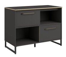 Küche >Wave 1< in Dunkel Grau, Absetzungen Eiche nachbildung