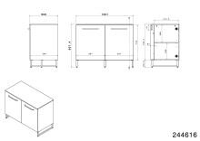 Küchenzeile >Wave 2< in dunkel grau, Absetzungen in Eiche - 360cm (B)