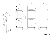 Küchenzeile >Wave 2< in dunkel grau, Absetzungen in Eiche - 360cm (B)