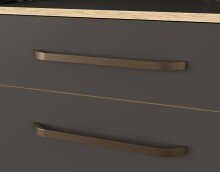 Küchenzeile >Wave 2< in dunkel grau, Absetzungen in Eiche - 360cm (B)