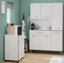 Mehrzweckschrank-Set >Season 1< (2-teilig) in Weiß. Absetzungen Grau