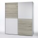Schwebetürenschrank >Time< 2 Böden, 2 Stangen, Weiß / Eiche San Remo Dekor - 170x195x59 (BxHxT)