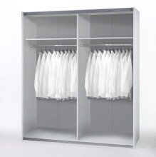 Schwebetürenschrank >Time< 2 Böden, 2 Stangen, Weiß / Wildeiche Dekor - 170x195x59 (BxHxT)