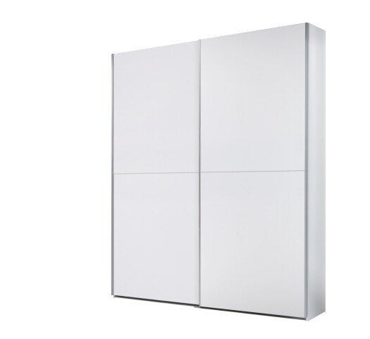 Schwebetürenschrank >Time< 2 Böden, 2 Stangen, Weiß, Dekorfolie - 170x195x59cm (BxHxT)