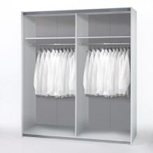 Schwebetürenschrank >Time< 2 Böden, 2 Stangen, Weiß, Dekorfolie - 170x195x59cm (BxHxT)