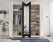 Drehtürenschrank >Cano< 5 Böden, 1 Stange, Spiegel / Weiß / Graphit - 228x213x62cm (BxHxT)