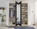 Drehtürenschrank >Cano< 5 Böden, 1 Stange, Spiegel / Weiß / Graphit - 228x213x62cm (BxHxT)