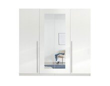 Drehtürenschrank >Cano< 5 Böden, 1 Stange, Spiegel / Weiß, Melamin - 228x213x62cm (BxHxT)