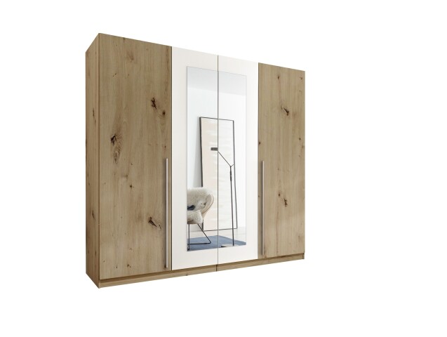 Drehtürenschrank >Cano< 5 Böden, 1 Stange, Artisan Eiche Dekor / Weiß - 228x213x62 (BxHxT)