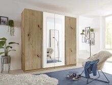 Drehtürenschrank >Cano< 5 Böden, 1 Stange, Artisan Eiche Dekor / Weiß - 228x213x62 (BxHxT)