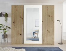 Drehtürenschrank >Cano< 5 Böden, 1 Stange, Artisan Eiche Dekor / Weiß - 228x213x62 (BxHxT)