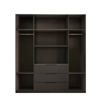 Drehtürenschrank >Nuka< 6 Böden, 2 Stangen, 3 Schübe, Graphit/Hellgrau - 200,5x225,5x60 (BxHxT