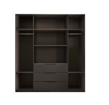 Drehtürenschrank >Nuka< 6 Böden, 2 Stangen, 3 Schübe, Graphit/Hellgrau - 200,5x225,5x60 (BxHxT