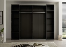 Dreh-/Schwebetürenschrank >Mufo< 10 Böden, 2 Stangen, Graphit / Grauglas - 267x225,5x60,8 (BxHxT)