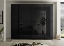 Dreh-/Schwebetürenschrank >Mufo< 10 Böden, 2 Stangen, Graphit / Grauglas - 267x225,5x60,8 (BxHxT)