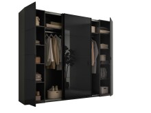 Dreh-/Schwebetürenschrank >Mufo< 10 Böden, 2 Stangen, Graphit / Grauglas - 267x225,5x60,8 (BxHxT)