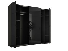 Dreh-/Schwebetürenschrank >Mufo< 10 Böden, 2 Stangen, Graphit / Grauglas - 267x225,5x60,8 (BxHxT)