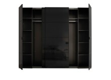 Dreh-/Schwebetürenschrank >Mufo< 10 Böden, 2 Stangen, Graphit / Grauglas - 267x225,5x60,8 (BxHxT)