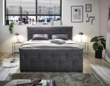 Boxspringbett >Villano< Liegefläche 180x200cm, in Anthrazit - 231x203x114 (LxBxH)