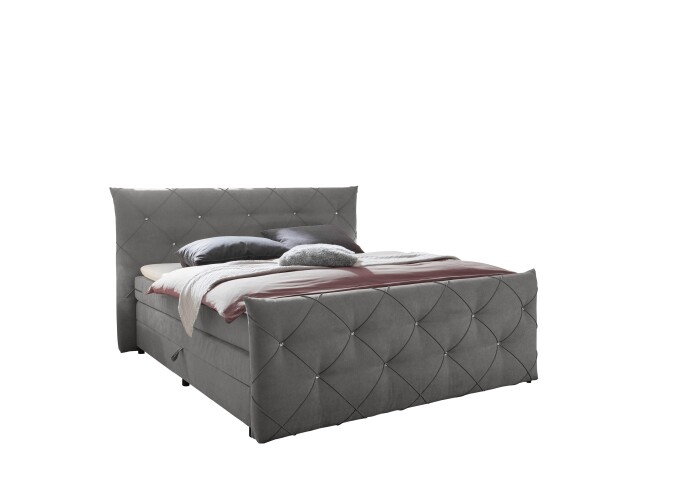 Boxspringbett >Villano< Liegefläche 180x200cm, in Dark Grey - 231x203x114 (LxBxH)