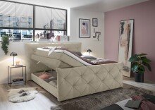 Boxspringbett >Villano< Liegefläche 180x200cm, Creme - 231x203x114 (LxBxH)
