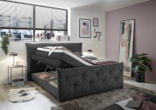 Boxspringbett >Villano< Liegefläche 180x200cm, GEL-Topper, Anthrazit - 231x203x114 (LxBxH)