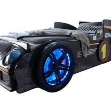 Autobett >Rinum< Liegefläche 90x200cm, Schwarz mit Fotodruck - 106x64x220 (B/H/T)