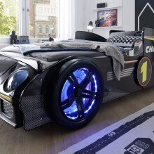 Autobett >Rinum< Liegefläche 90x200cm, Schwarz mit Fotodruck - 106x64x220 (B/H/T)