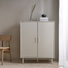 Highboard >PALMA< in Greige, MDF Greige Pantone - 100x125x40cm (BxHxT)