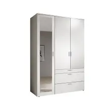Kleiderschrank >Vesala< in Weiß mit Spiegel,...