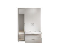 Kleiderschrank >Vesala< in Weiß mit Spiegel, Melamin - 135x195x56cm (BxHxT)