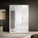 Kleiderschrank >Vesala< in Weiß mit Spiegel, Melamin - 135x195x56cm (BxHxT)