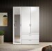 Kleiderschrank >Vesala< in Weiß mit Spiegel, Melamin - 135x195x56cm (BxHxT)