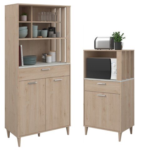 Mehrzweckschrank-Set >Gala 1< (2-teilig) Jackson Eiche Dekor, Beton Optik, Buffet + Beistellschrank