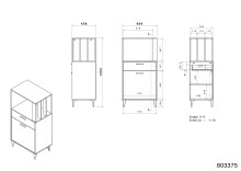 Mehrzweckschrank-Set >Gala 1< (2-teilig) Jackson Eiche Dekor, Beton Optik, Buffet + Beistellschrank