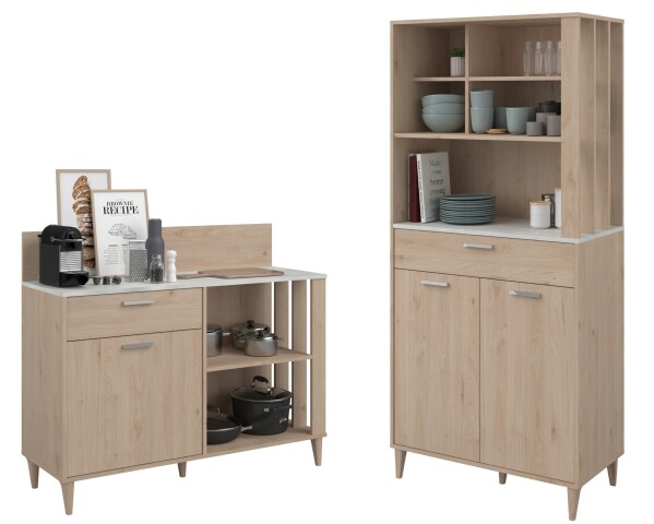 Mehrzweckschrank-Set >Gala 2< (2 teilig) Jackson Eiche Dekor / Beton Optik, Buffet + Beistellschrank