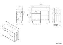 Küchenbuffet >Gala 12< in Jackson Eiche Dekor / Beton-Optik - 120x100x41 (BxHxT)