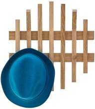 Garderobenpaneel >BANTRY< 4 Haken, Lamellen, in Eiche, Massivholz - 38x40x11cm (BxHxT)