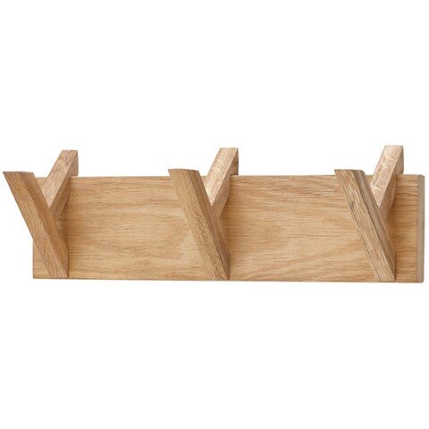 Garderobenleiste >BANTRY< 3 Haken, in Eiche, Massivholz - 40x13x12cm (BxHxT)