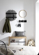 Garderobenleiste >BANTRY< 3 Haken, Eiche massiv, schwarz mit Maserung - 40x13x12cm (BxHxT)