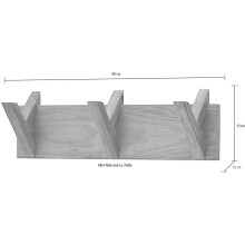 Garderobenleiste >BANTRY< 3 Haken, Eiche massiv, schwarz mit Maserung - 40x13x12cm (BxHxT)