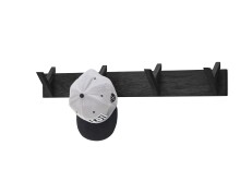 Garderobenleiste >BANTRY< 4 Haken, Eiche massiv, schwarz mit Maserung - 80x13x12cm (BxHxT)