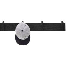 Garderobenleiste >BANTRY< 4 Haken, Eiche massiv, schwarz mit Maserung - 80x13x12cm (BxHxT)