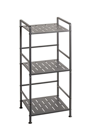 Regal >59825< 3 Böden, in anthrazit, Stahlrohr, Metall - 33x74x28cm (BxHxT)