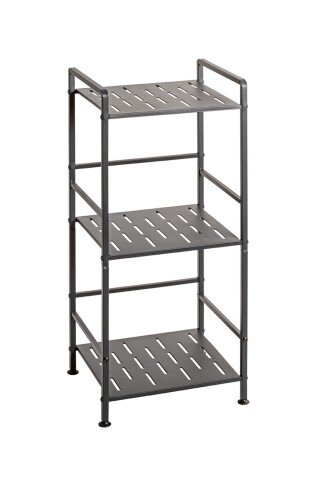 Regal >59825< 3 Böden, in anthrazit, Stahlrohr, Metall - 33x74x28cm (BxHxT)