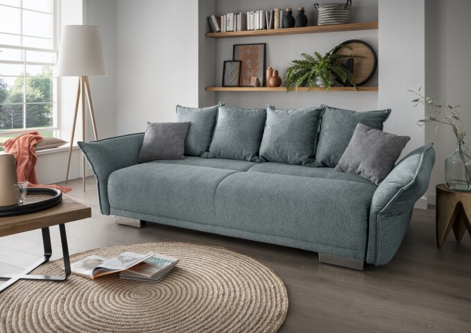 Schlafsofa >Phedra< Armlehnfunktion, 9758 Corto mint, Mikrofaser - 242x90x131cm (BxHxT)