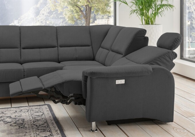 Polstergarnitur >Ludwigshafen< Motor-Relaxfunktion, Schlaffunktion, schwarz - 268x113x222cm (BxHxT)