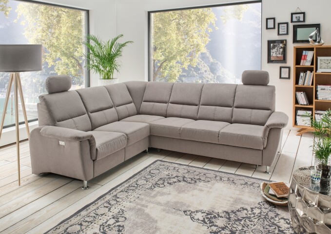 Polstergarnitur >Ludwigshafen< Motor-Relaxfunktion, Schlaffunktion, dunkelgrau - 268x113x222cm BxHxT